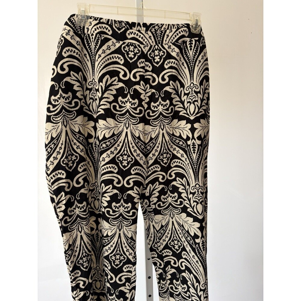 Soft Surroundings Wide Leg Pants Plus 3X Black Tan Paisley Pull On Comfort - Picture 2 of 11